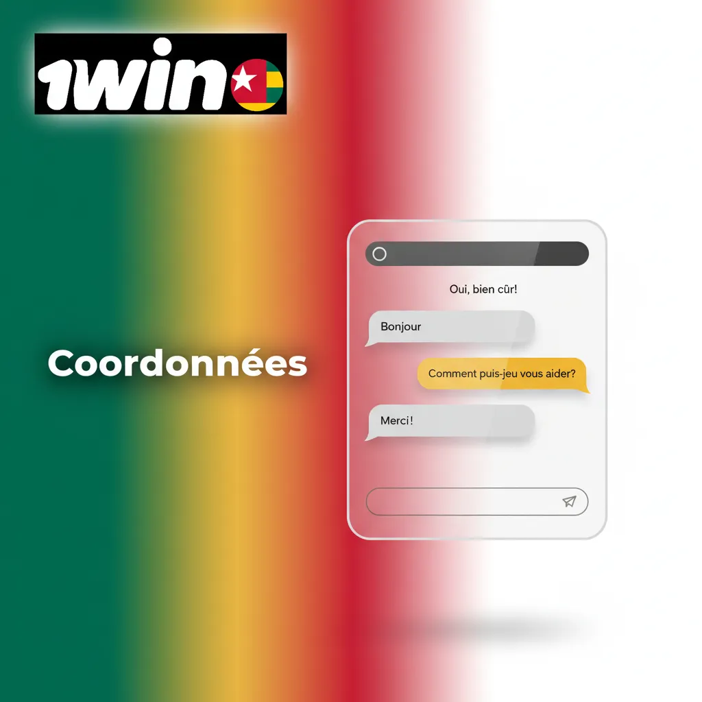 Section Coordonnées: assistance 24/7 en français, chat, e-mail, réseaux sociaux, centre d’aide, infos légales 1win, Togo.