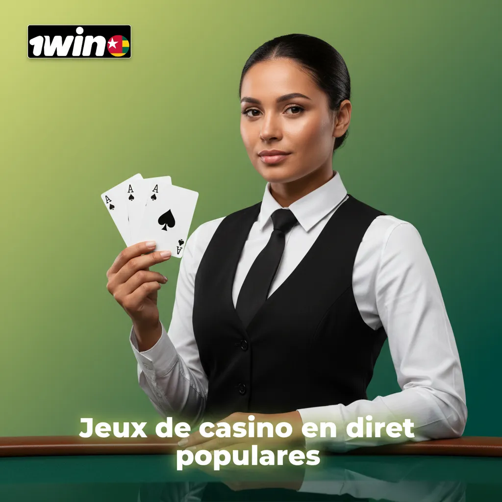 Croupiers en direct animant roulette, blackjack, baccarat, Crazy Time et Monopoly Live, sélection populaire au Togo.
