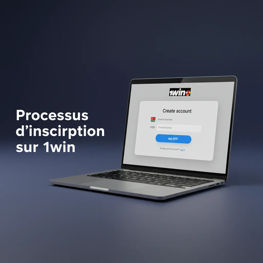Schéma 1win: inscription en 5 étapes—S’inscrire, e‑mail/téléphone/réseaux, infos, accepter, valider par SMS/e‑mail.